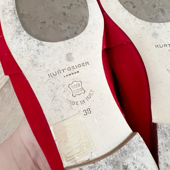 Kurt Geiger Kenner Red Buckle Suede Flats 38 - Picture 5 of 10